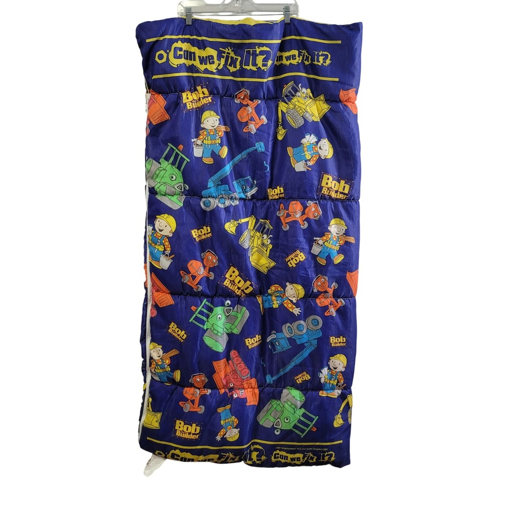Bob‎ the Builder Sleeping Bag Kids Blue Yellow Construction Vehicle Print